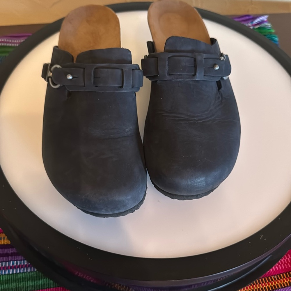Birkenstock Black Leather Clogs